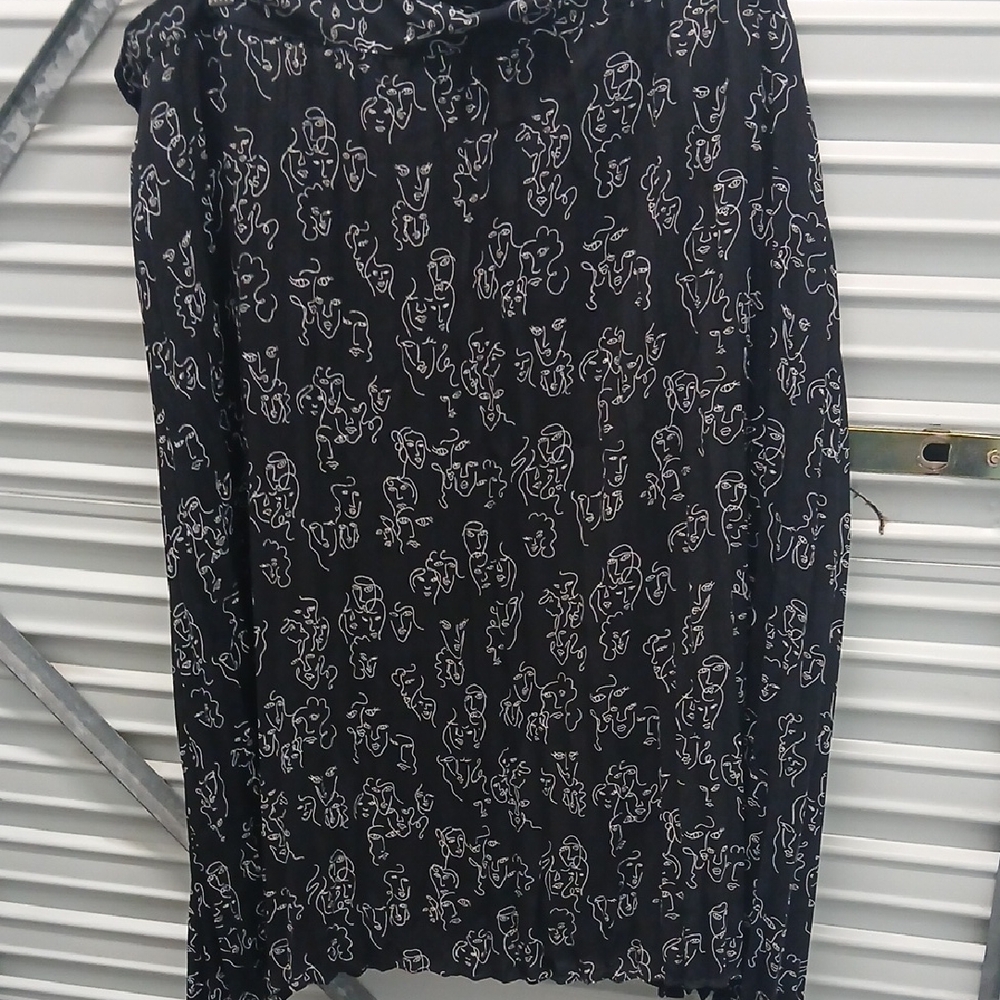 a new day Black and White Patterned Midi Skirt